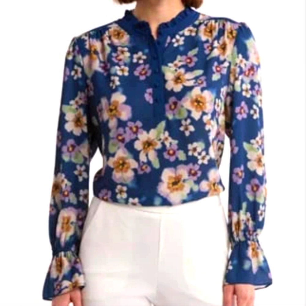 Gemma + Jane Floral Blue Blouse